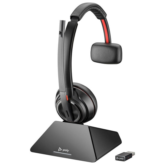 Hp Poly, Cuffie Monaurali Savi 8210, DECT, 1880-1900 Mhz, Top con Base di Ricarica, Nero