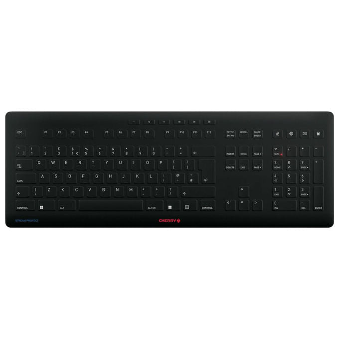 Cherry, Tastiera Wireless, QWERTY UK Inglese, Nera, Stream Protect