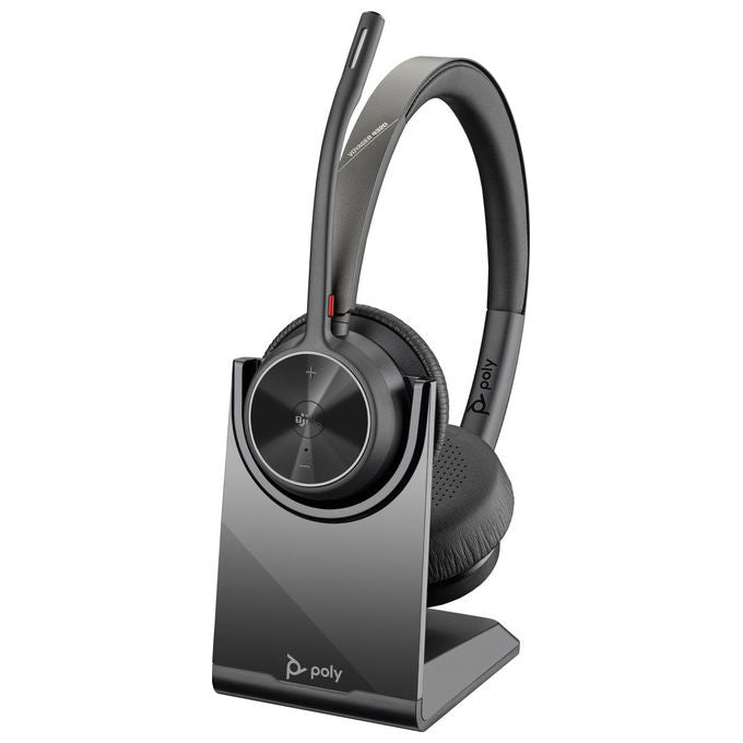Hp Poly Voyager 4320-M, Cuffie Certificate Microsoft Teams, Dongle BT700, Supporto Ricarica