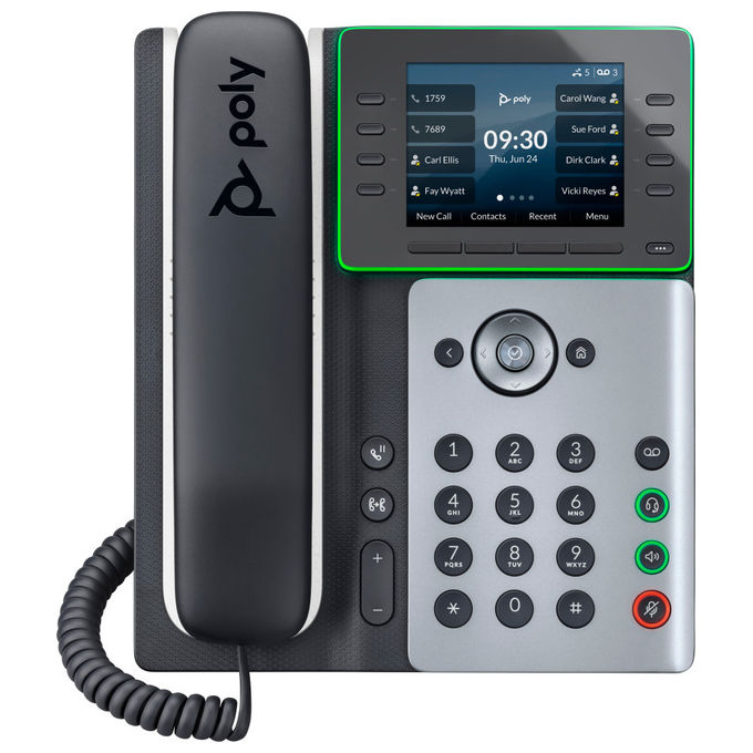 Hp Poly, Telefono IP Edge E350, PoE, Display LCD 3.5'', Gigabit Ethernet, Nero