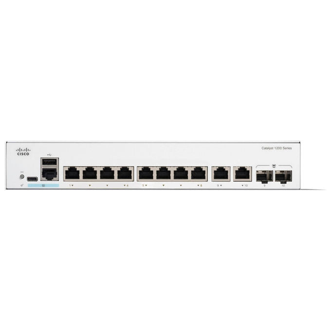 Cisco C1200-8T-E-2G Catalyst 1200 Switch Gestito L2 8 Porte Gigabit Ethernet 2 Slot SFP Combo Fanless Rack 1U colore Bianco