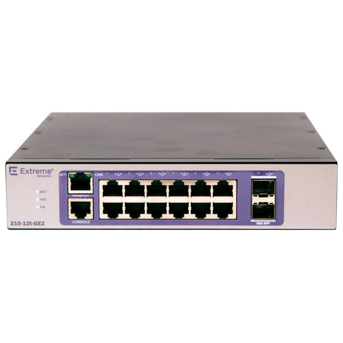 Extreme Networks, Switch Gigabit Ethernet, Gestito L3, 12 porte, ExtremeSwitching 210-12T-GE2