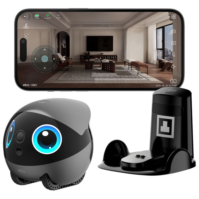 Enabot Robot Companion EBO Air 2 Plus per Animali e Bambini con AI e Sorveglianza 3K