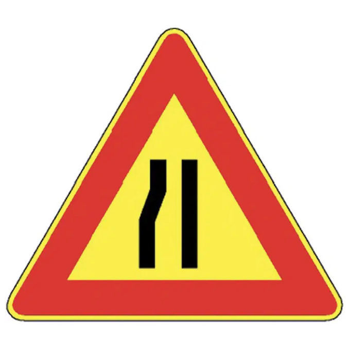 Viglietta Guido, Segnale Stradale Temporaneo, Strettoia Asimmetrica Sinistra FIG.385, Segnale da Cantiere, Lato 90 cm