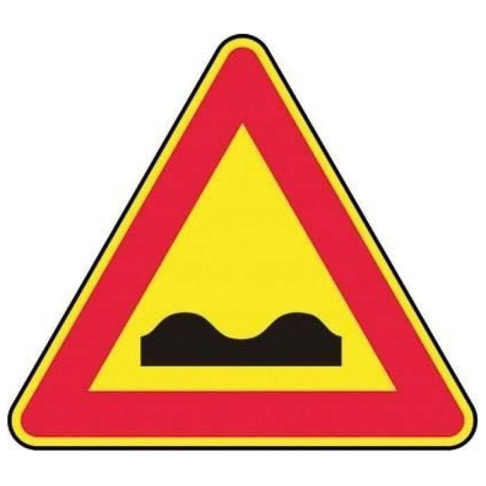 Cartello Stradale Triangolare, Strada Deformata FIG.389, Lato 90 cm, Segnaletica Stradale