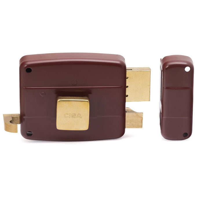 Cisa, Serratura da Applicare, Acciaio Verniciato Rosso Amaranto, Entrata 60mm, Mano Destra, Cilindro Standard