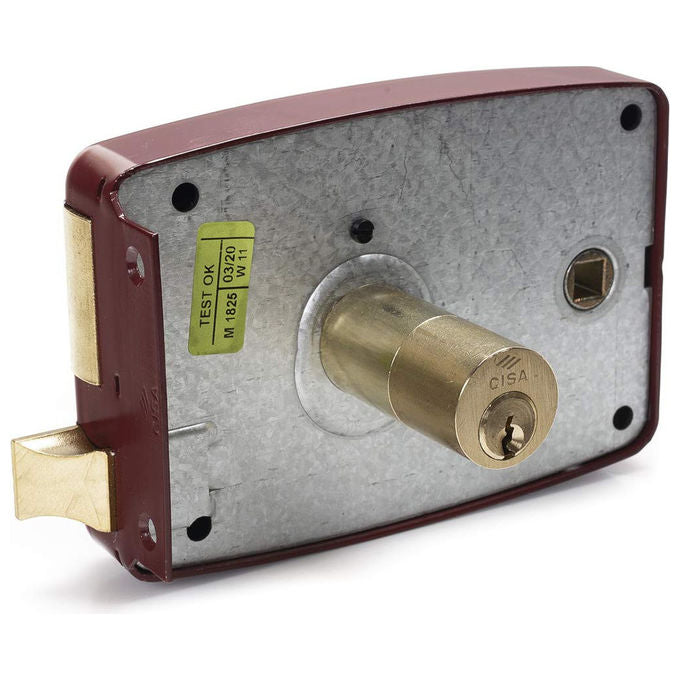 CISA, Serratura da Applicare per Legno, Entrata 60mm, Mano Destra, Acciaio Verniciato Rosso Amaranto