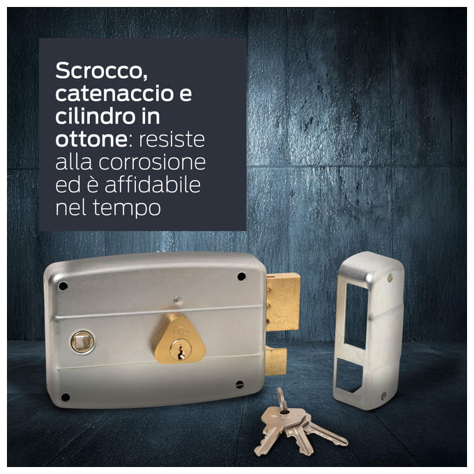Cisa, Serratura per Porta in Ferro da Applicare, Entrata 60 mm, Acciaio Zincato, Mano Destra