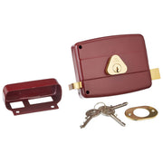 Cisa, Serratura da Applicare, Acciaio Verniciato Rosso Amaranto, Entrata 60mm, Cilindro Interno, Mano Destra