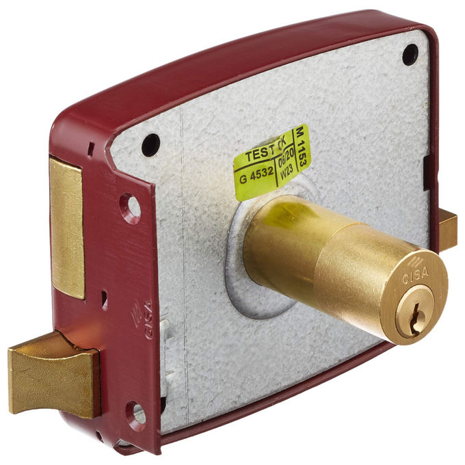 Cisa, Serratura da Applicare, Acciaio Verniciato Rosso Amaranto, Entrata 60mm, Cilindro Interno, Mano Destra