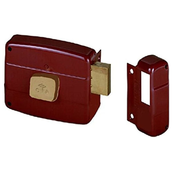 Cisa, Serratura da Applicare per Porte in Legno, Entrata Sinistra, 50 mm, Rosso Amaranto