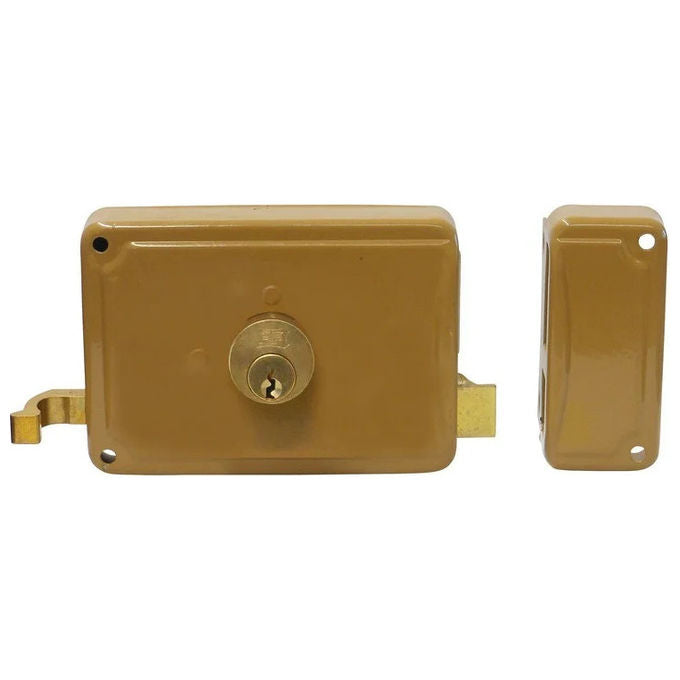 Fangazio, Serratura da Applicare, Cilindro Lungo, per Porte in Ferro, Sinistra, Entrata 60 mm