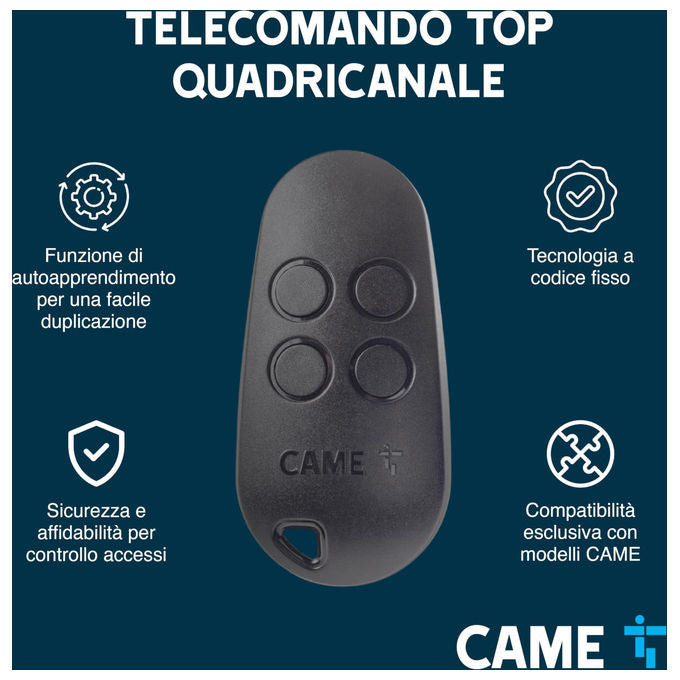 Came 806TS-0310 TOP44FGN Telecomando 4 Canali 433,92 MHz Codice Fisso Autoapprendimento Cancelli e Garage colore Nero