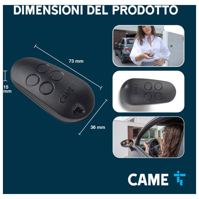 Came 806TS-0310 TOP44FGN Telecomando 4 Canali 433,92 MHz Codice Fisso Autoapprendimento Cancelli e Garage colore Nero