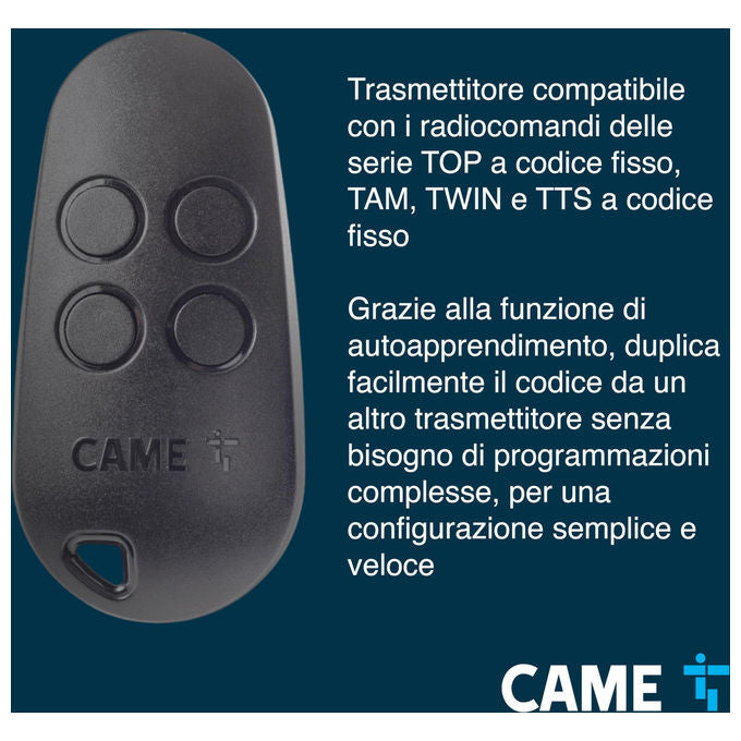 Came 806TS-0310 TOP44FGN Telecomando 4 Canali 433,92 MHz Codice Fisso Autoapprendimento Cancelli e Garage colore Nero