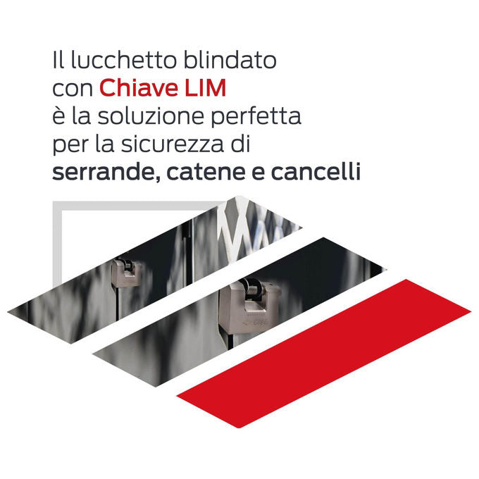 Cisa, Lucchetto Corazzato Acciaio, Antiscasso 84mm, Chiave Lim per Serrande