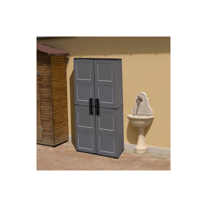 Art Plast, Armadio Portascope Free, 68x37x169 cm, In Polipropilene, Grigio, Con 3 Ripiani