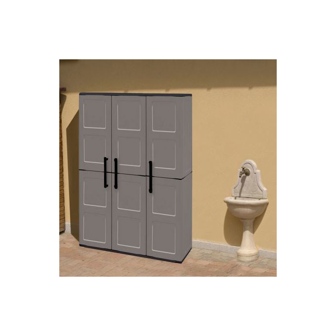 Art Plast F101 FREE Armadio Alto con Portascope 102x37x163 cm Polipropilene 2 Ante Ripiani Regolabili colore Grigio
