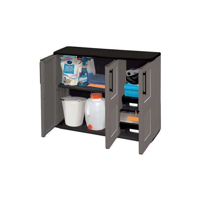 Art Plast F101B Armadio Basso con Ripiano Regolabile in Polipropilene 68x37x90 cm colore Grigio