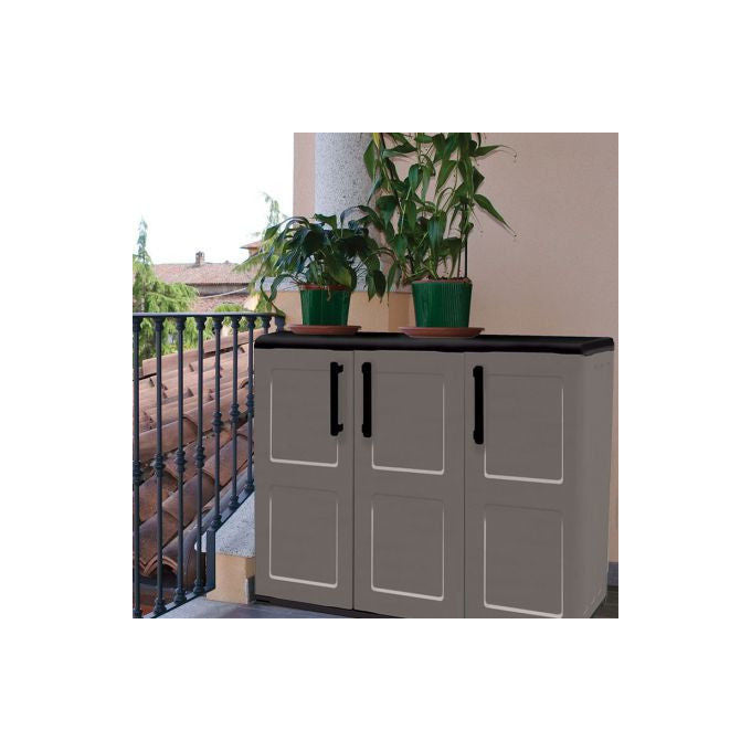 Art Plast F101B Armadio Basso con Ripiano Regolabile in Polipropilene 68x37x90 cm colore Grigio