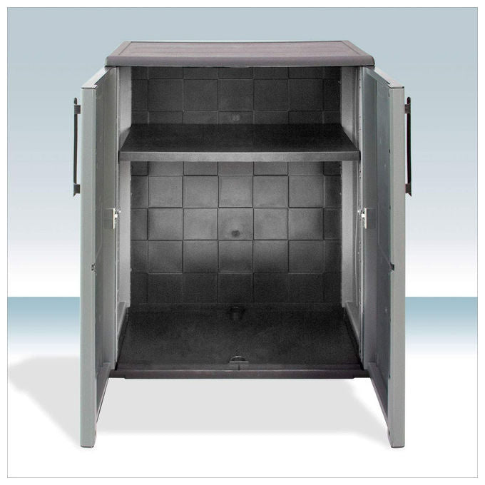 ArtPlast E71-B Armadio Basso 2 Ante Polipropilene Ripiano Regolabile Interno Esterno 68x37x84 cm colore Grigio