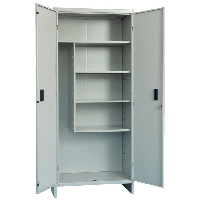 Prometal, Armadio Portascope in Lamiera Verniciata Grigia, 80x40x180 cm, con 4 Ripiani