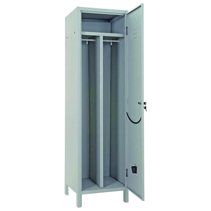 Pro.Metal, Armadio Spogliatoio Sporco-Pulito, 1 Posto, Acciaio Verniciato Grigio, 179.5x50x50 cm