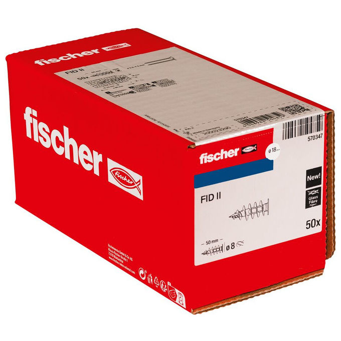 Fischer, Tassello a Vite e Tassello, 50 pz, 50 mm, Per Muro