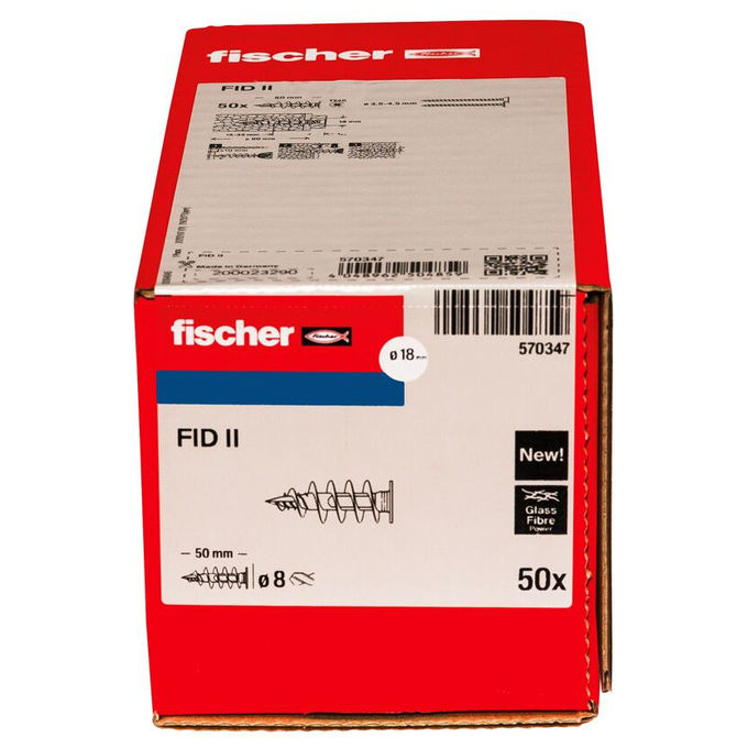 Fischer, Tassello a Vite e Tassello, 50 pz, 50 mm, Per Muro