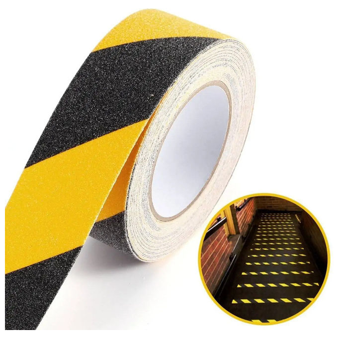 Boston, Nastro Antiscivolo Giallo-Nero, Altezza 50 mm, Lunghezza 18 m, Uso Interno-Esterno
