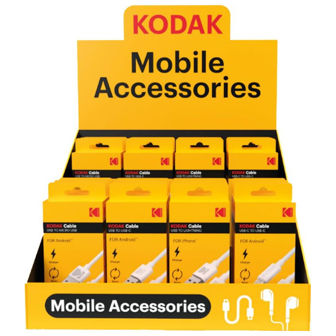 Kodak, Cavi Smartphone, 24 Pezzi Assortiti, Usb-a, Usb-c, Lightning, Micro-usb