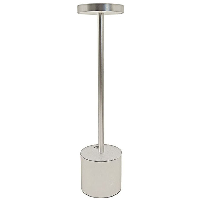 Vigor, Lampada da Tavolo Scilla, 200lm, Argento, 3W, Ricaricabile USB, Luce Calda