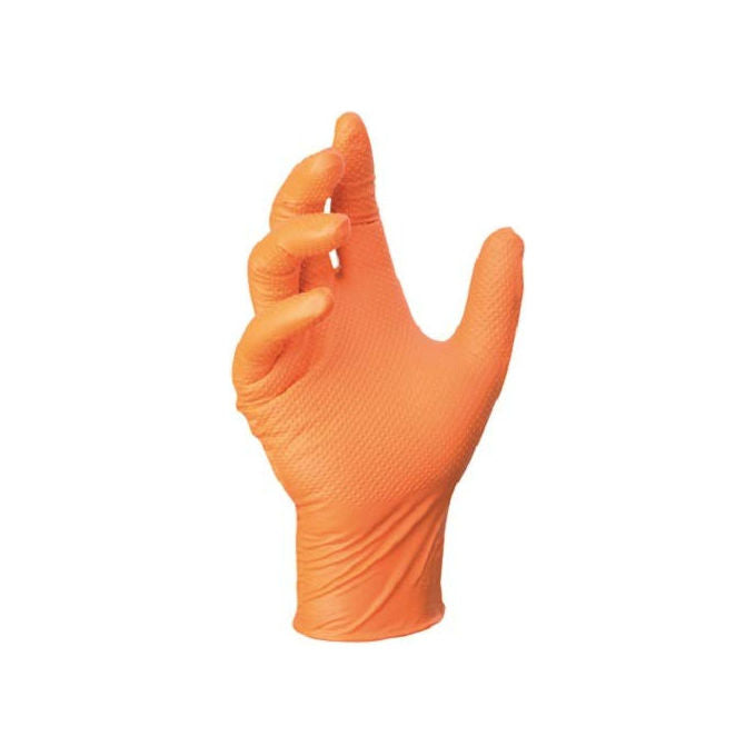 Vigor, Guanti in Nitrile Arancione Mono Splituso, 50 Pezzi, Taglia XL