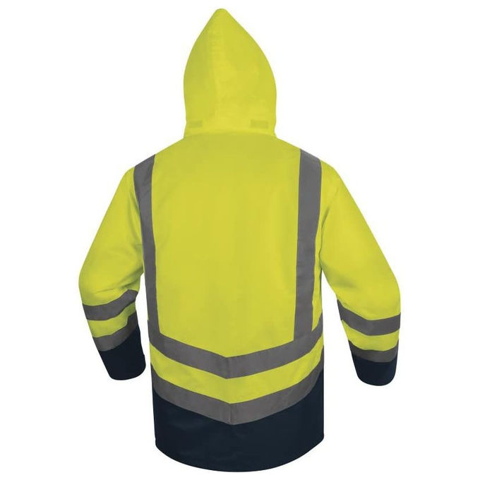 Deltaplus, Parka Alta Visibilita' 5in1, Impermeabile, Giallo Fluo-Blu Navy, Taglia L