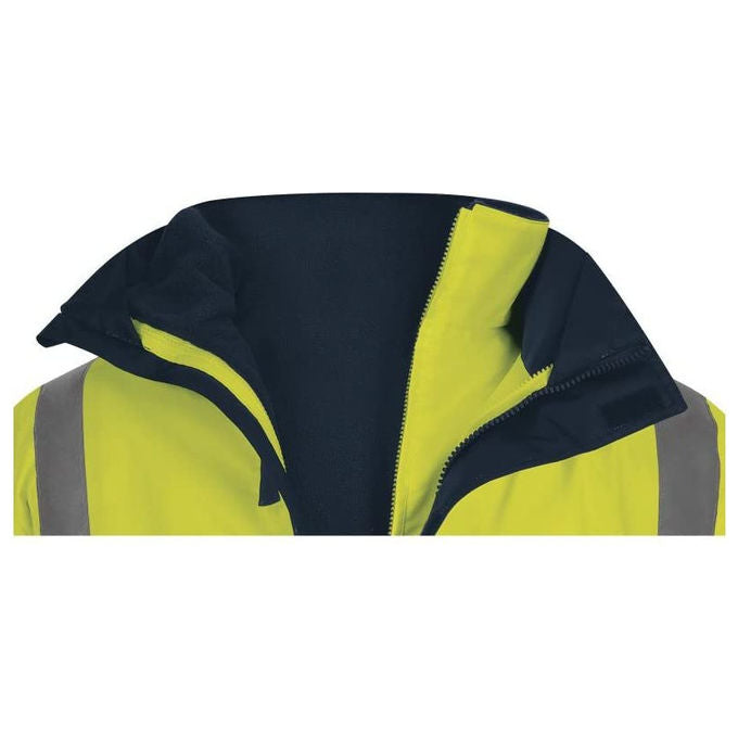 Deltaplus, Parka Alta Visibilita' 5in1, Impermeabile, Giallo Fluo-Blu Navy, Taglia L