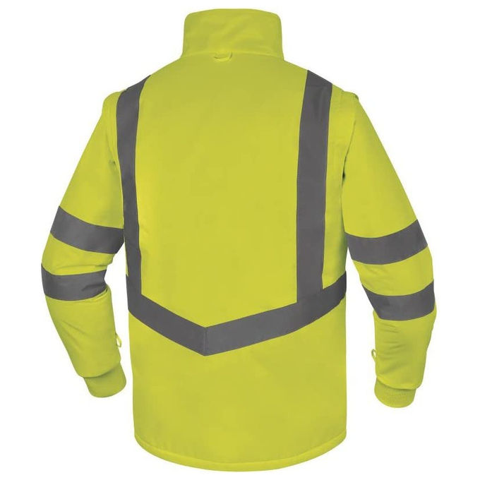 Deltaplus, Parka Alta Visibilita' 5in1, Impermeabile, Giallo Fluo-Blu Navy, Taglia L