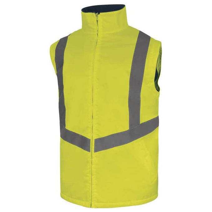 Deltaplus, Parka Alta Visibilita' 5in1, Impermeabile, Giallo Fluo-Blu Navy, Taglia L