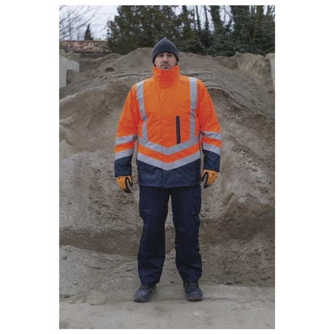 Deltaplus, Parka Alta Visibilita' 4 in 1, Poliestere Oxford, Arancione-Blu marino, Taglia 3XL, 10 Pezzi