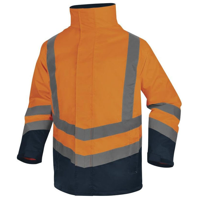 Deltaplus, Parka Alta Visibilita' 5 in 1, Arancione Navy, Impermeabile, Taglia XL