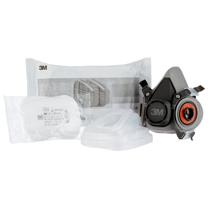3M 6002C Semimaschera per Verniciatura a Spruzzo Riutilizzabile Protezione A2P2 Filtro Antivapori Organici e Antipolvere P2 colore Grigio