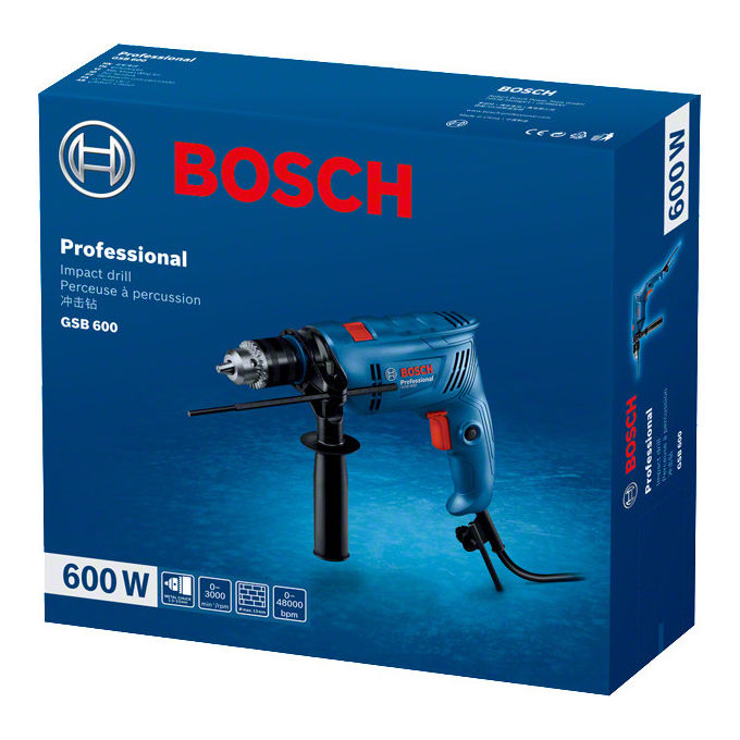 Bosch 06011A0320 GSB 600 Professional Trapano a Percussione 600W Mandrino 13mm 3000 rpm colore Verde