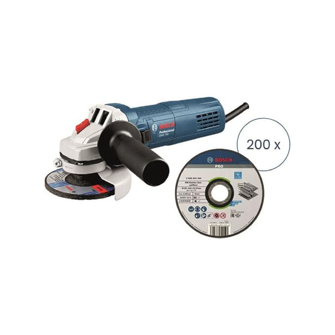 Bosch Professional Smerigliatrice Angolare, 750W, 11000-min, 115mm, con 200 Mole da Taglio