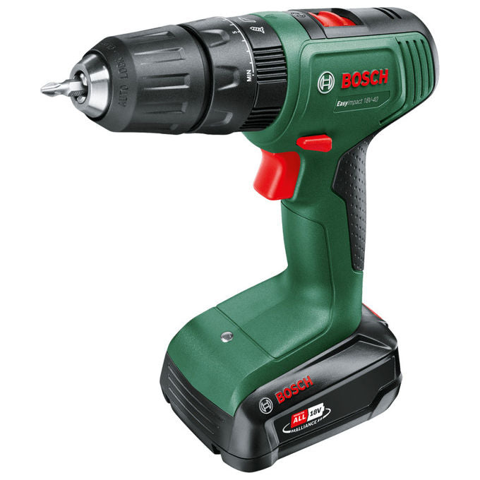 Bosch EasyImpact 18V-40, Trapano Avvitatore a Batteria, 18 V, 2 Ah, Nero, Verde
