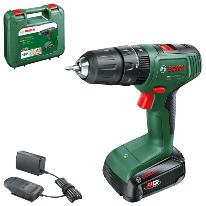 Bosch EasyImpact 18V-40, Trapano Avvitatore a Batteria, 18 V, 2 Ah, Nero, Verde