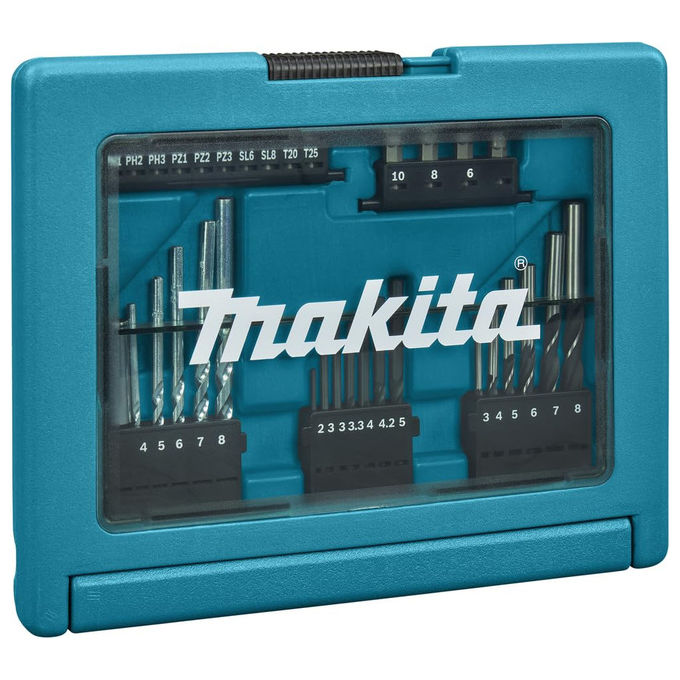Makita, Set 33 Punte Trapano e Inserti, Valigetta B-49389 per Legno Metallo Cemento