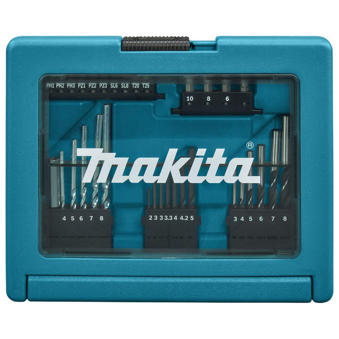 Makita, Set 33 Punte Trapano e Inserti, Valigetta B-49389 per Legno Metallo Cemento