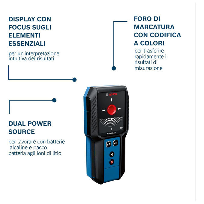 Bosch Professional, Rilevatore Digitale Multi-Scanner GMS 120-27, Profondita' 120mm, IP54