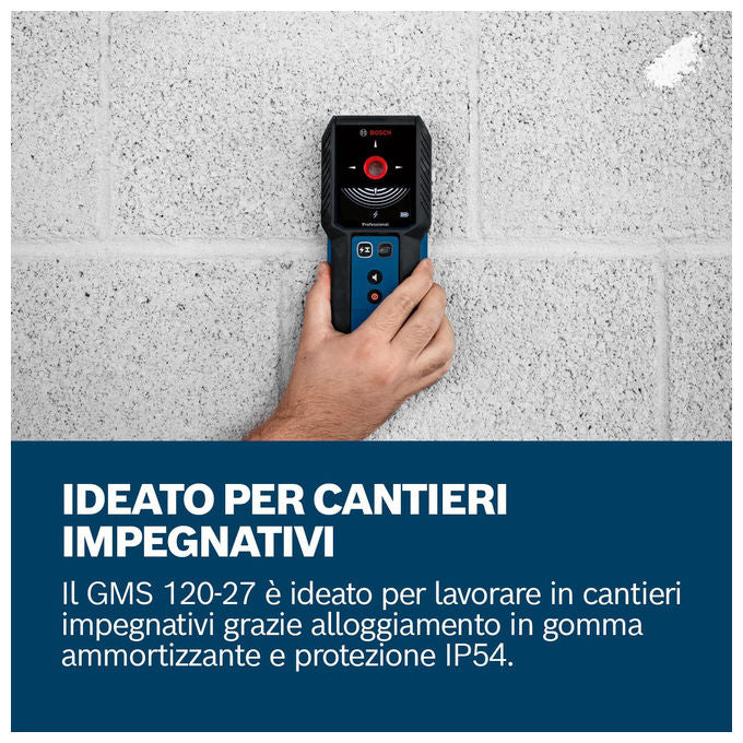 Bosch Professional, Rilevatore Digitale Multi-Scanner GMS 120-27, Profondita' 120mm, IP54