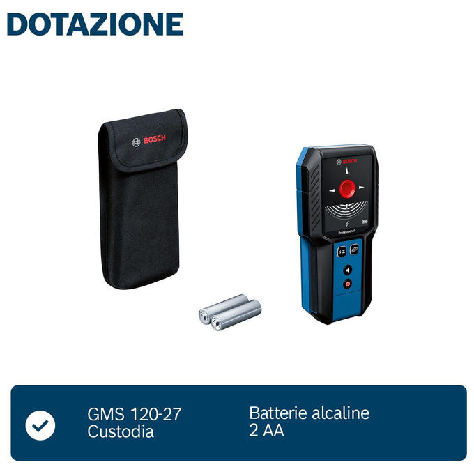 Bosch Professional, Rilevatore Digitale Multi-Scanner GMS 120-27, Profondita' 120mm, IP54