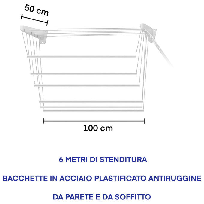 Jumbo, Stendino a Parete-Soffitto Plastificato, 100 cm, Steed100, Acciaio Plastificato